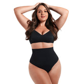 Tummy Control Shaping Thong Panties - Black